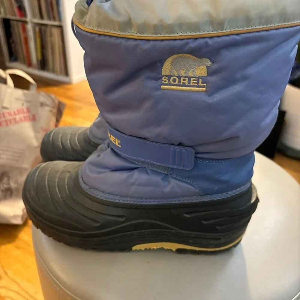 Sorel Snow Trooper Boots Kids Size 5 Blue Black NY1615-548 Good Insulated Winter